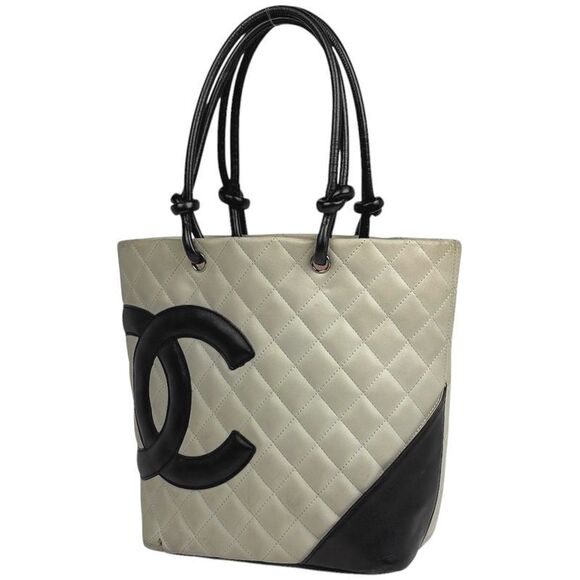 Chanel Handbags - Chanel Cambon Line Medium Tote Bag Coco Mark Handbag Tote Bag Leather White